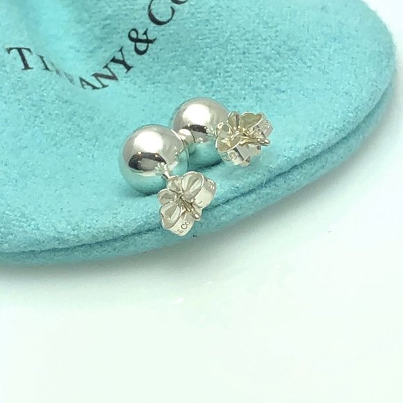 Tiffany & Co HardWear Bead Ball Earrings 8mm in Sterling Silver AUTHENTIC - Picture 4 of 7